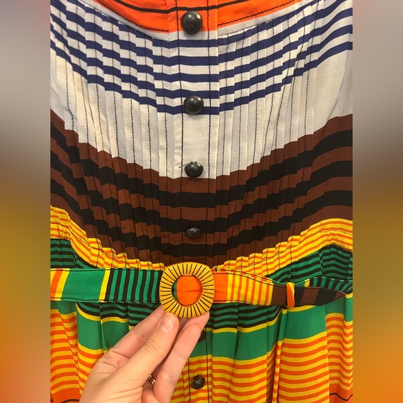 Anthropologie Plenty by Tracy Reese Silk Belted Striped Dress - Size 10 - Picture 2 of 6